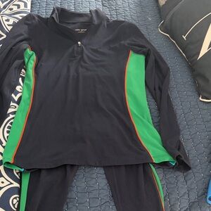 Tory Burch tracksuit - Navy Athletic Top with Green & Red Trim